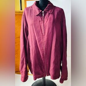 Maroon / oxblood imitation suede jacket by Bachrach, size large, made in Korea